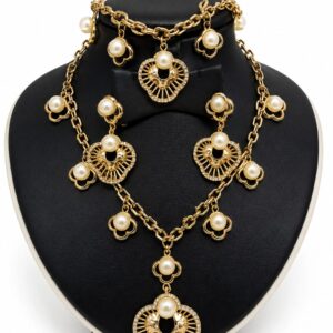 Luxury Gold Pearl Heart Jewelry Set