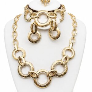 Luxury Gold Circle Jewelry Set