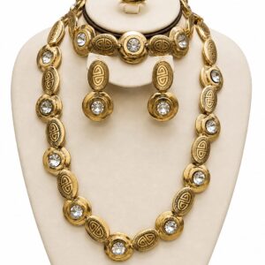 Luxury Gold Jewelry Set with Crystal Stones